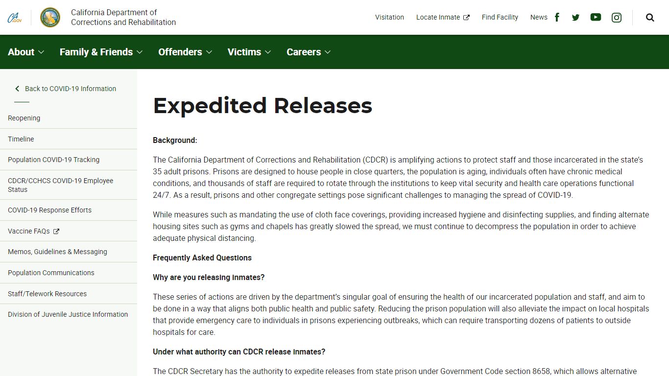 Expedited Releases - COVID-19 Information