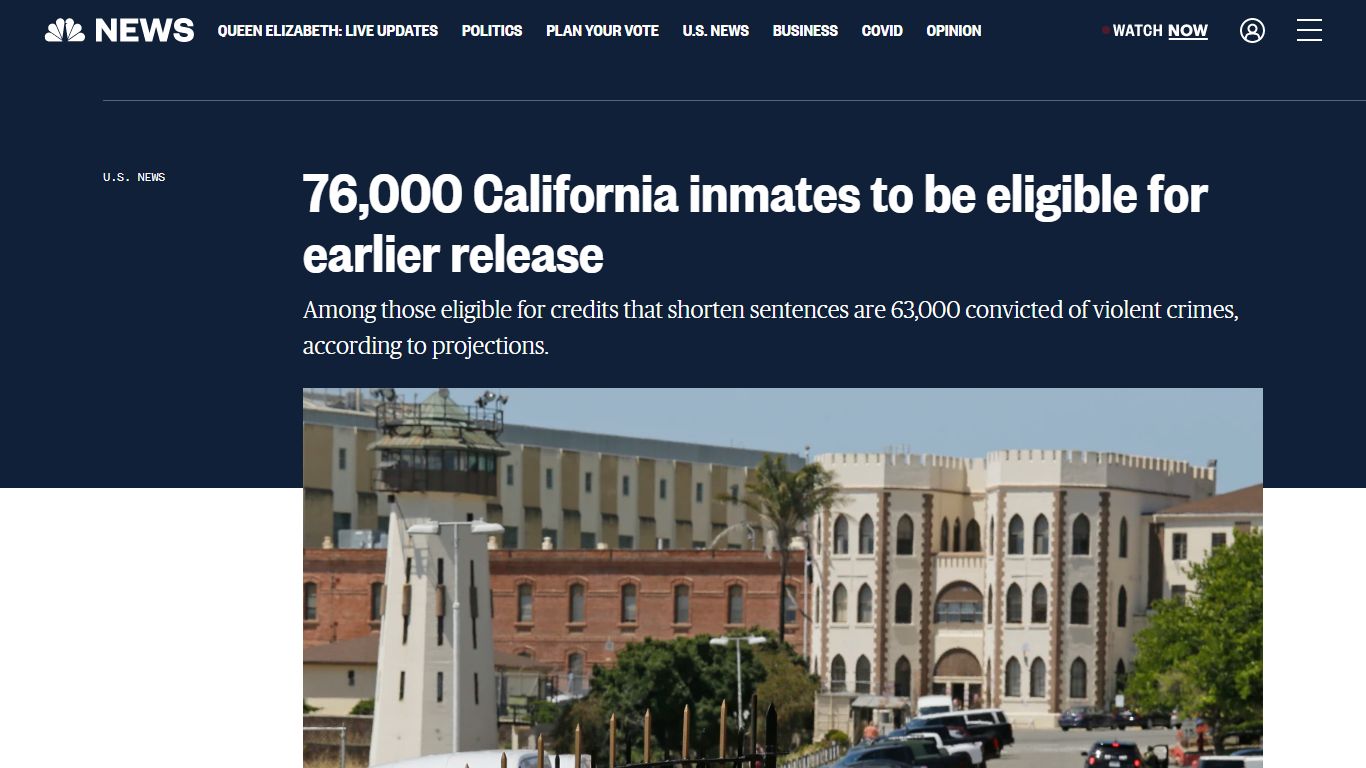76,000 California inmates to be eligible for earlier release - NBC News